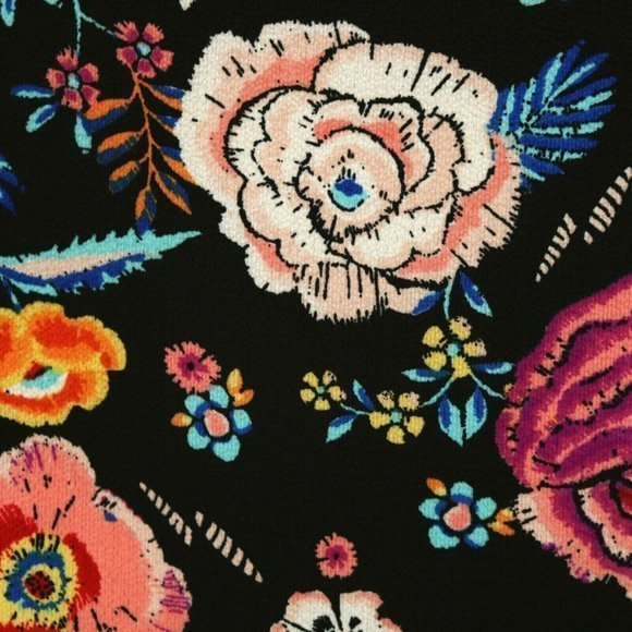 As U Wish Cold Shoulder Dress‎ Black Pink Floral Keyhole L Large - Picture 12 of 12